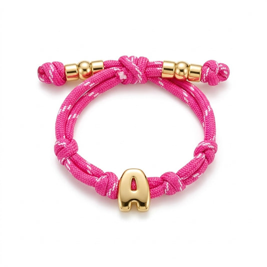 Bubble Gold Alphabet Letter Rope Bracelet