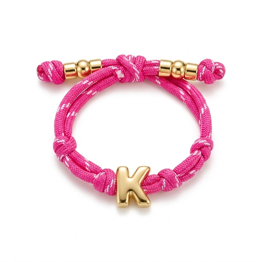 Bubble Gold Alphabet Letter Rope Bracelet