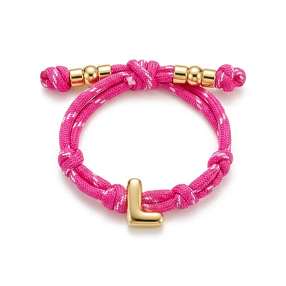 Bubble Gold Alphabet Letter Rope Bracelet