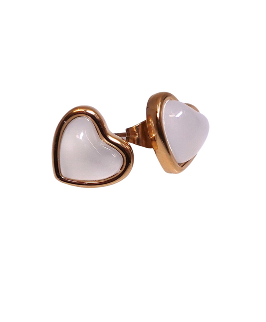 The Sweet White Heart Earrings