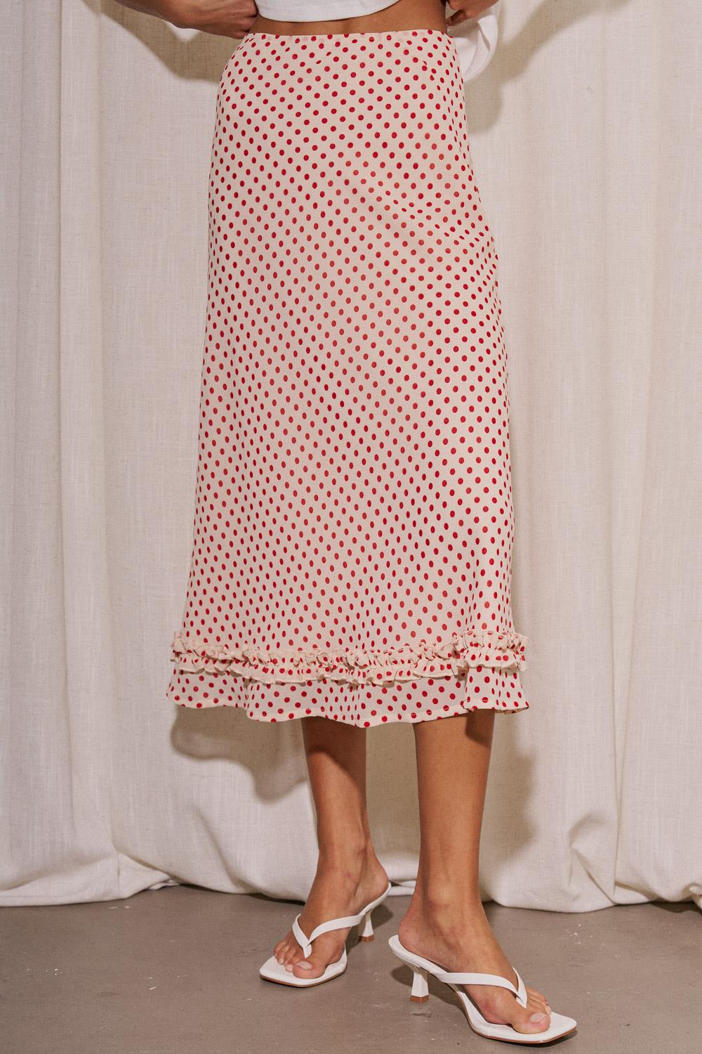 Woven Polka Dot Midi Ruffle Short