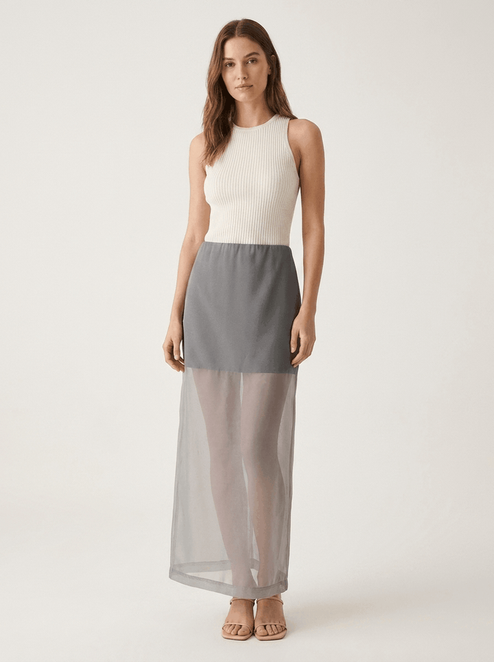 Woven Sheer Overlay Skirt