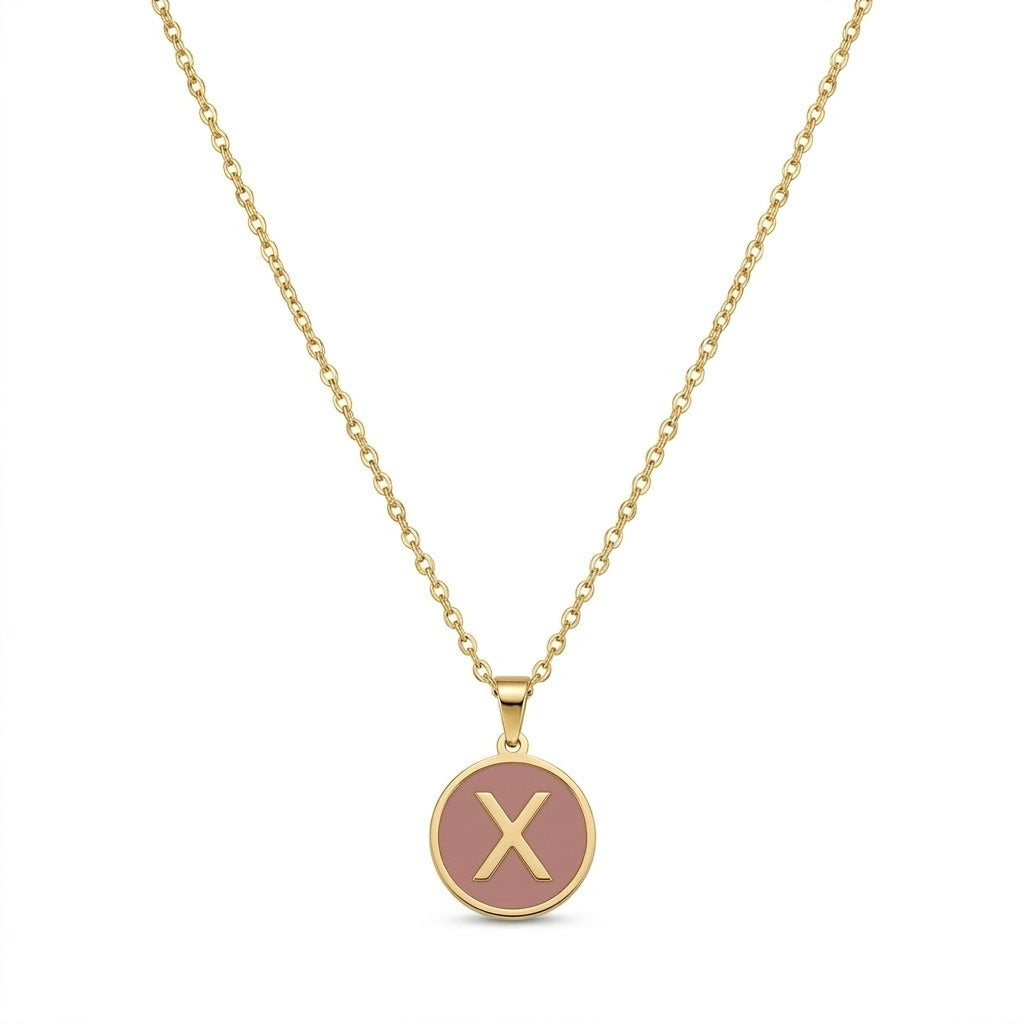 Alphabet Letter Necklace - Round Mother of Pearl