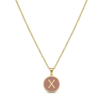 Alphabet Letter Necklace - Round Mother of Pearl