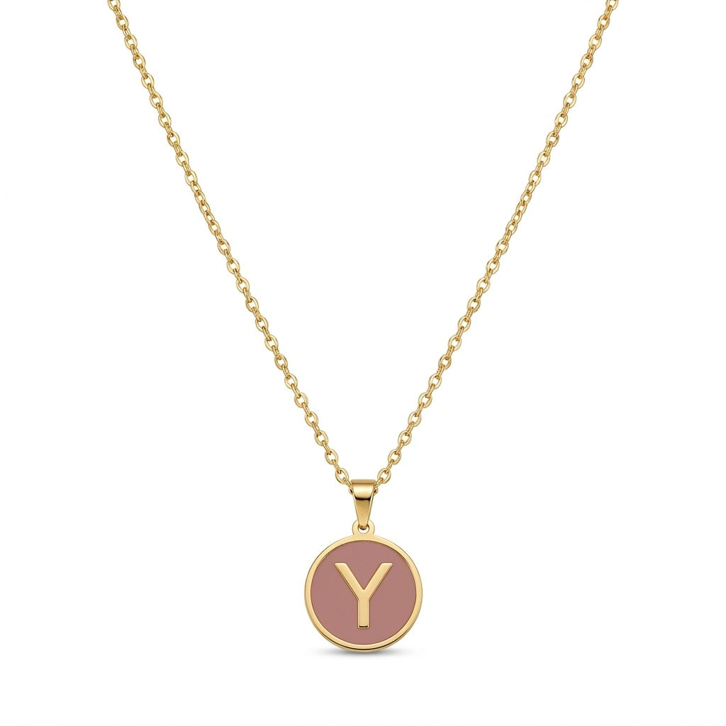 Alphabet Letter Necklace - Round Mother of Pearl