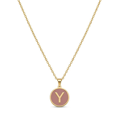 Alphabet Letter Necklace - Round Mother of Pearl
