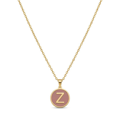 Alphabet Letter Necklace - Round Mother of Pearl