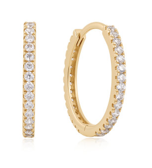 14k Gold Diamond Hoops