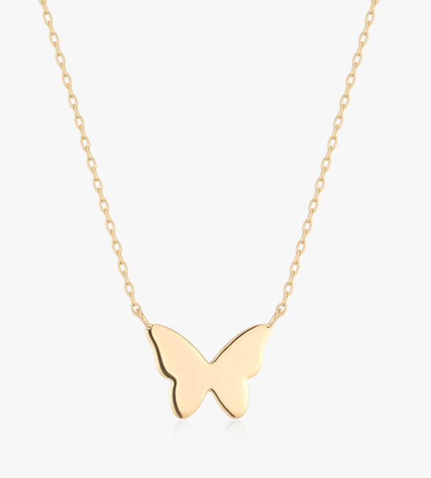 14K Gold Dainty Butterfly Necklace