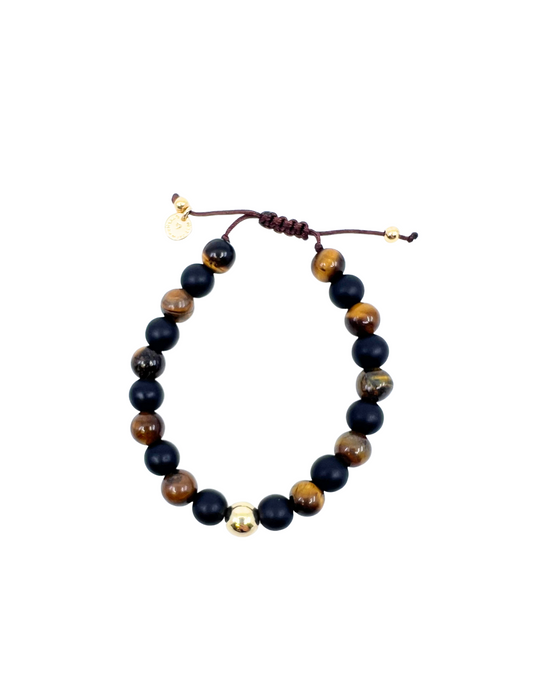 Black Onyx & Tiger Eye Cord Bracelet