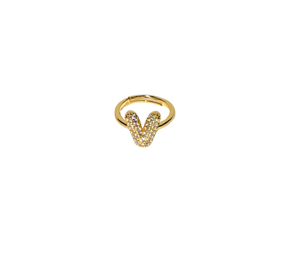 The Bubble Letter Bling Gold Ring