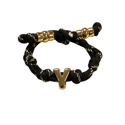 Bubble Gold Alphabet Letter Rope Bracelet