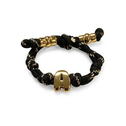 Bubble Gold Alphabet Letter Rope Bracelet