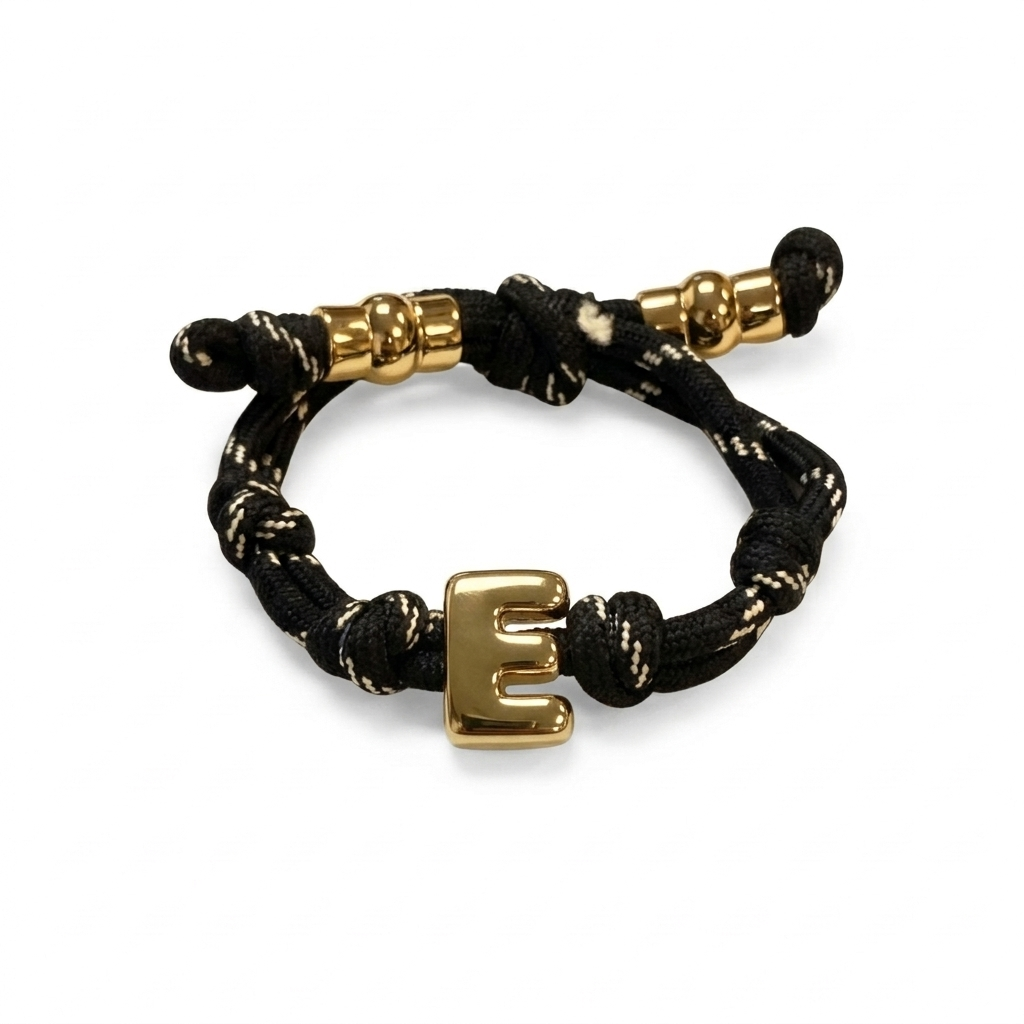 Bubble Gold Alphabet Letter Rope Bracelet
