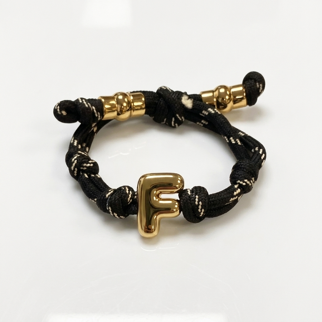Bubble Gold Alphabet Letter Rope Bracelet