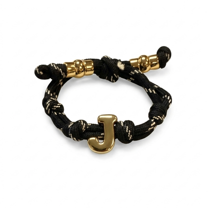 Bubble Gold Alphabet Letter Rope Bracelet