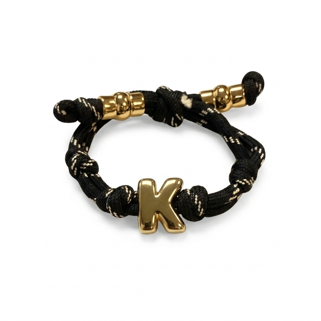 Bubble Gold Alphabet Letter Rope Bracelet