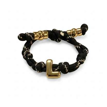 Bubble Gold Alphabet Letter Rope Bracelet