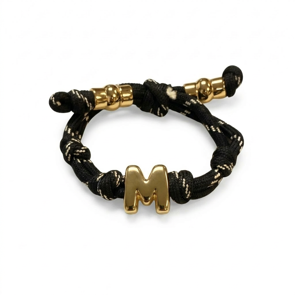 Bubble Gold Alphabet Letter Rope Bracelet