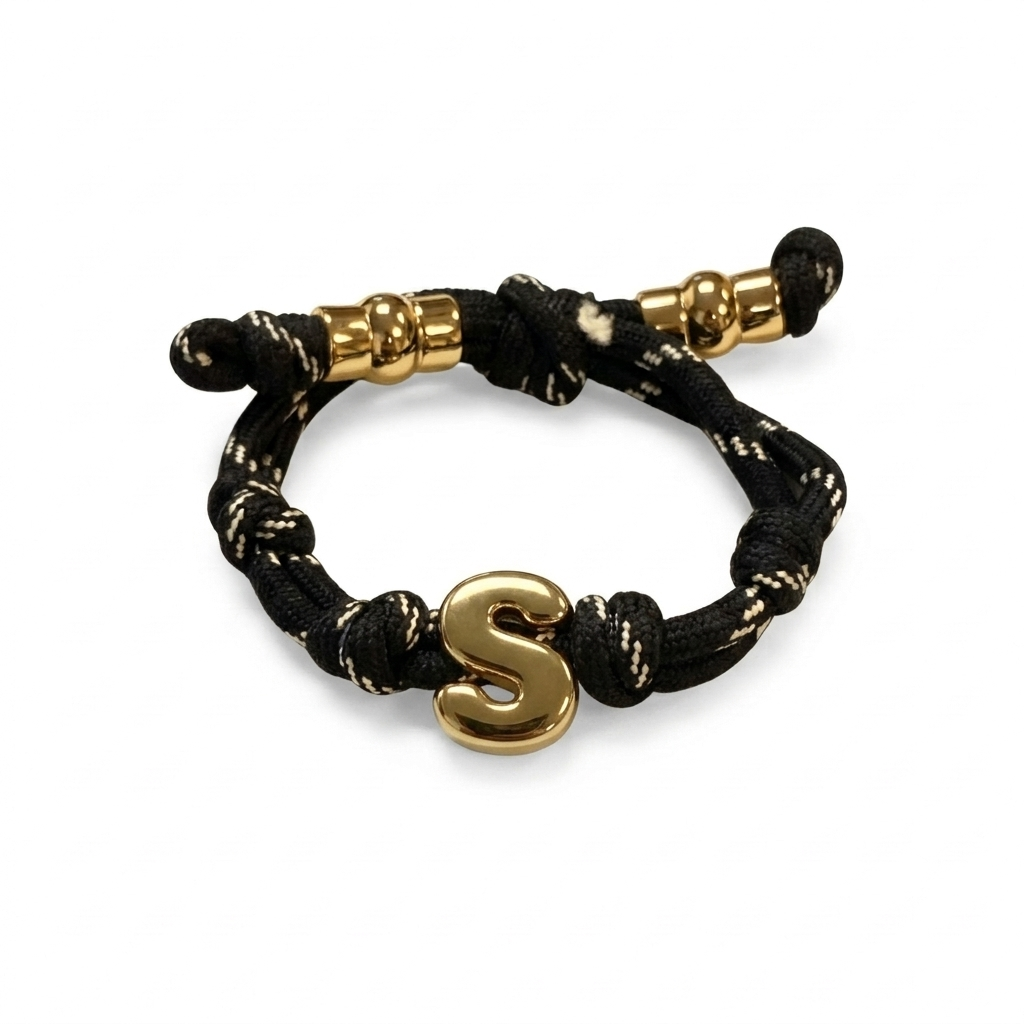 Bubble Gold Alphabet Letter Rope Bracelet