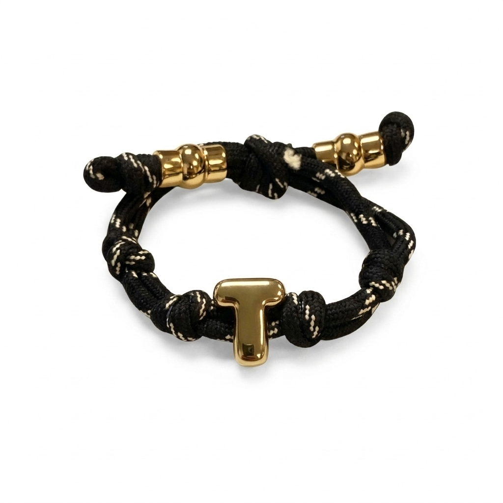 Bubble Gold Alphabet Letter Rope Bracelet