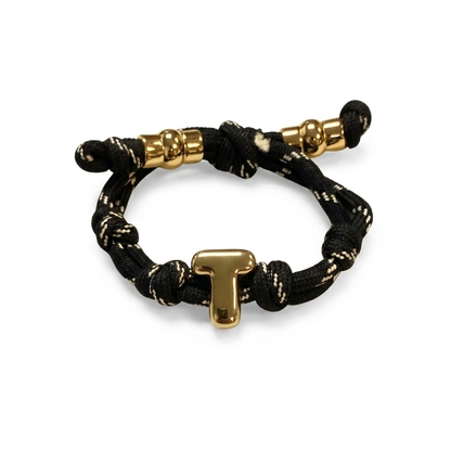 Bubble Gold Alphabet Letter Rope Bracelet