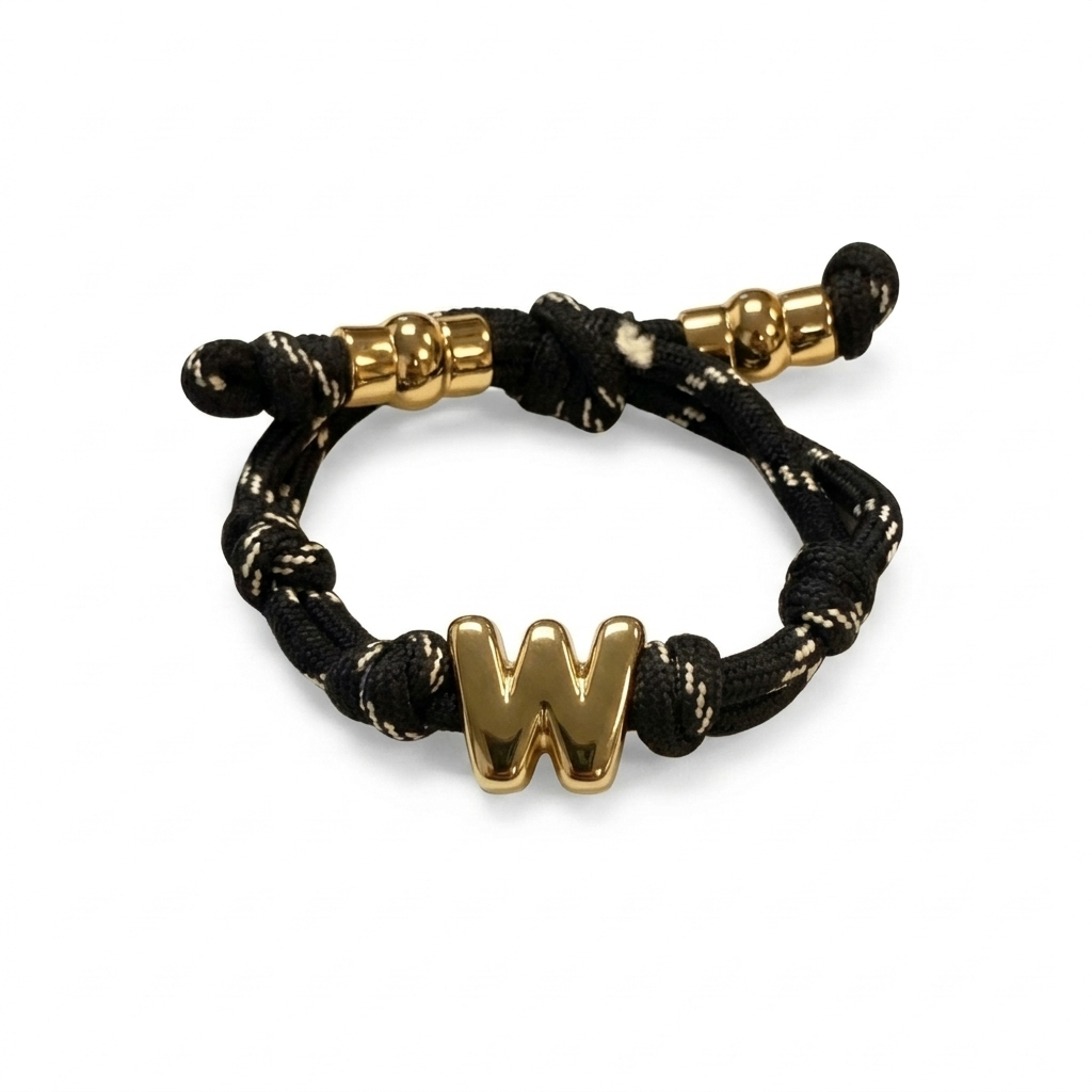 Bubble Gold Alphabet Letter Rope Bracelet