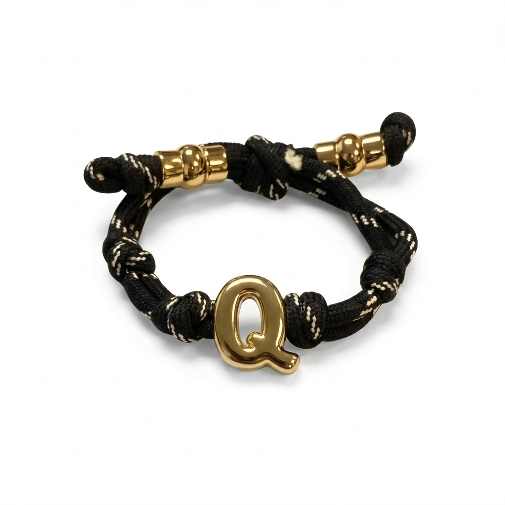 Bubble Gold Alphabet Letter Rope Bracelet