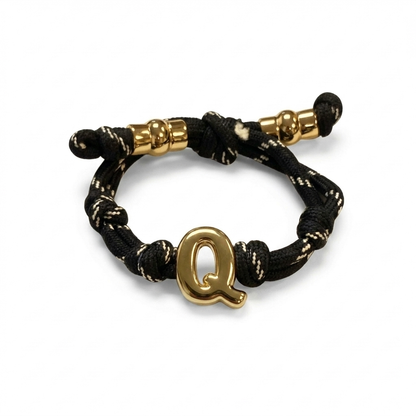 Bubble Gold Alphabet Letter Rope Bracelet