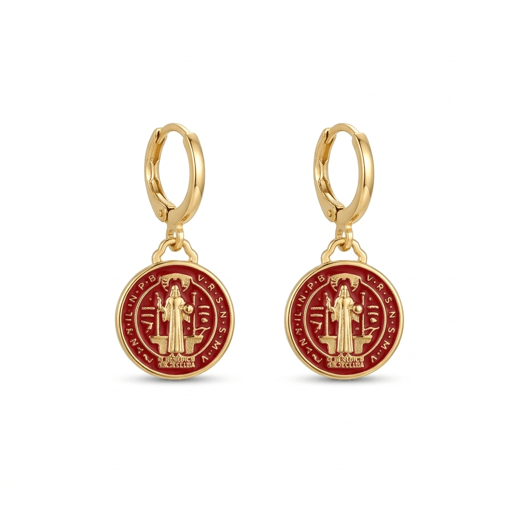 The St. Benedict Earrings in Enamel