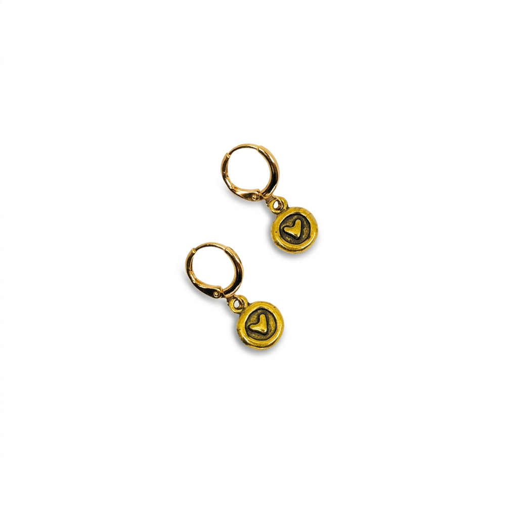 Circle with Heart Earrings