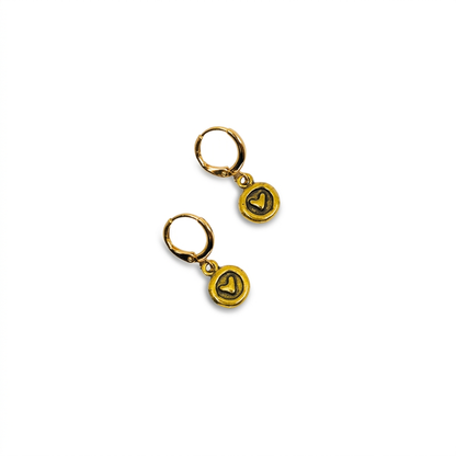 Circle with Heart Earrings