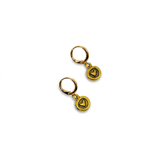 Circle with Heart Earrings
