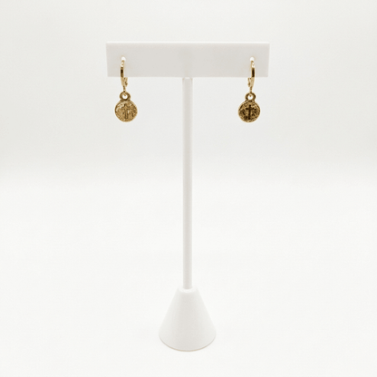 Circle with Cross Earrings