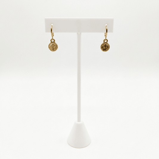 Circle with Cross Earrings