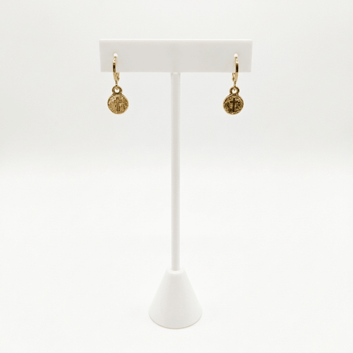 Circle with Cross Earrings