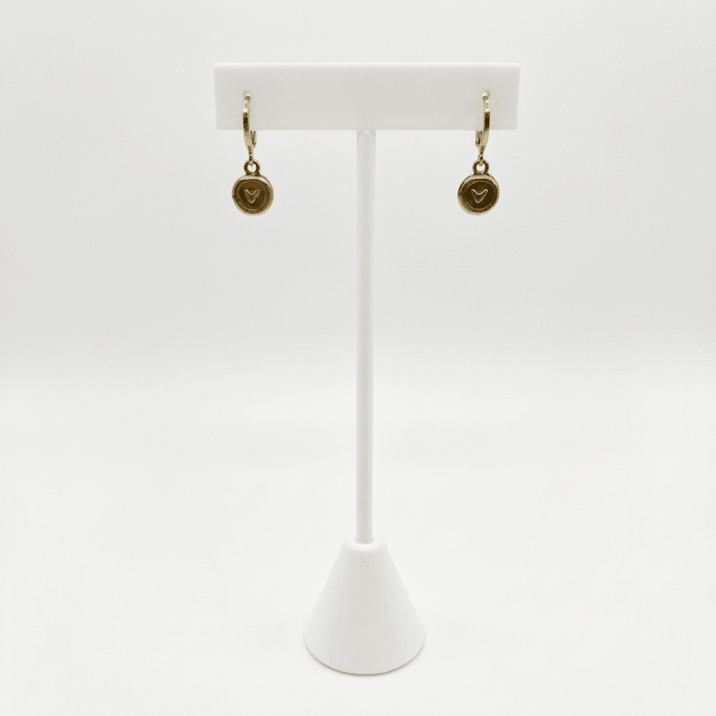 Circle with Heart Earrings