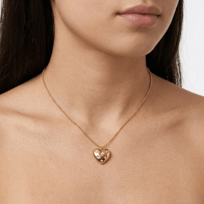 The Rhinestone Cowgirl Heart Gold Necklace