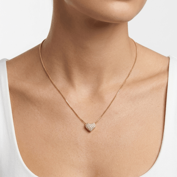 The Bubble Heart Rhinestone Gold Necklace