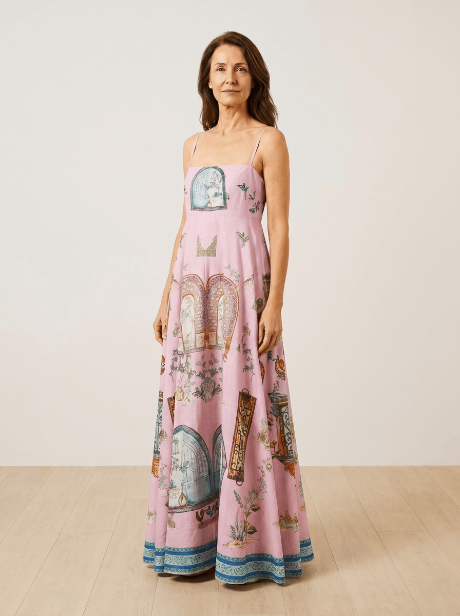 Pink Printed Maxi Dress