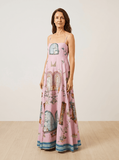 Pink Printed Maxi Dress