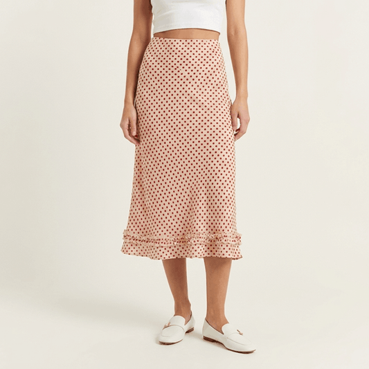 Woven Polka Dot Midi Ruffle Short