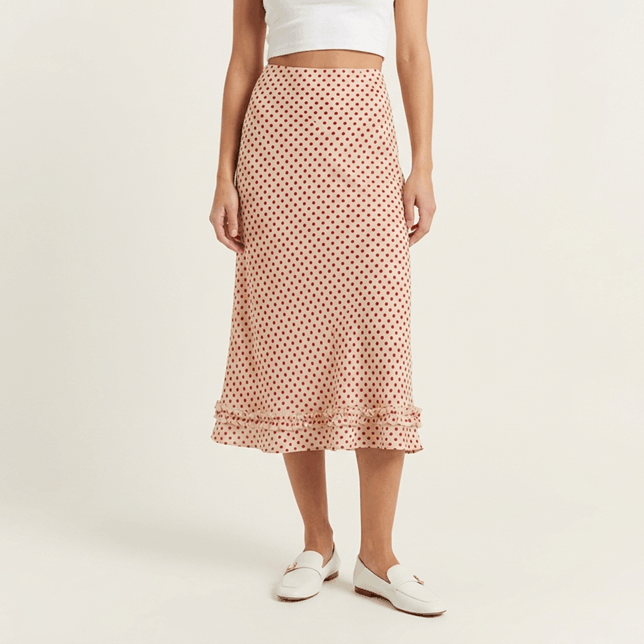 Woven Polka Dot Midi Ruffle Short
