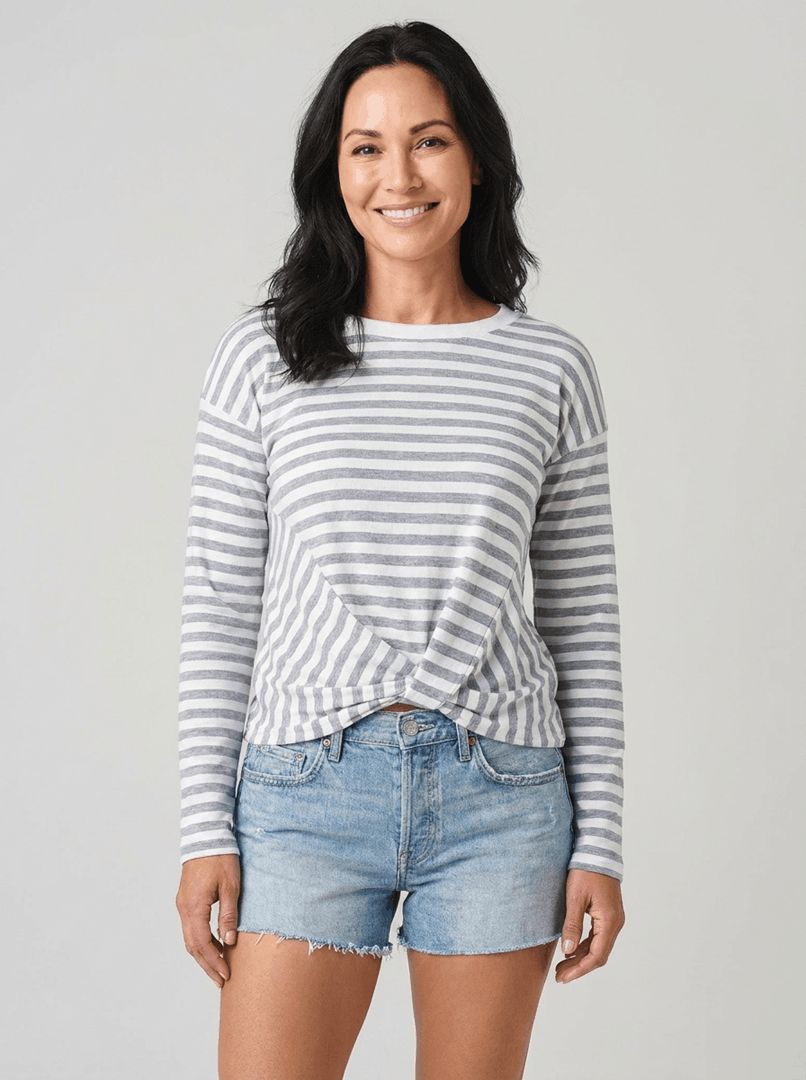 Stripe Front Knot Shirt