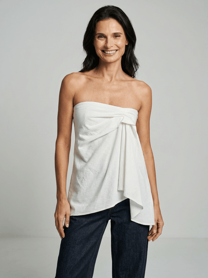 Knit Pleated Strapless Top