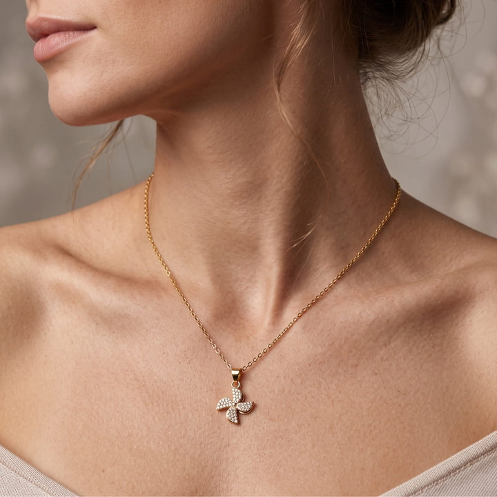 The Sparkling Pinwheel Gold Necklace