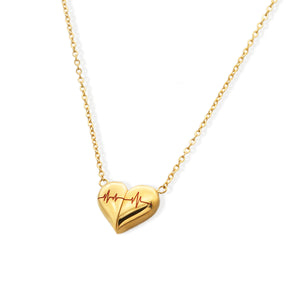 Heartbeat Puff Gold Necklace