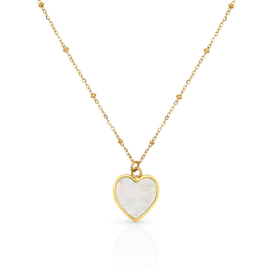 Mother of Pearl Heart Gold Necklace