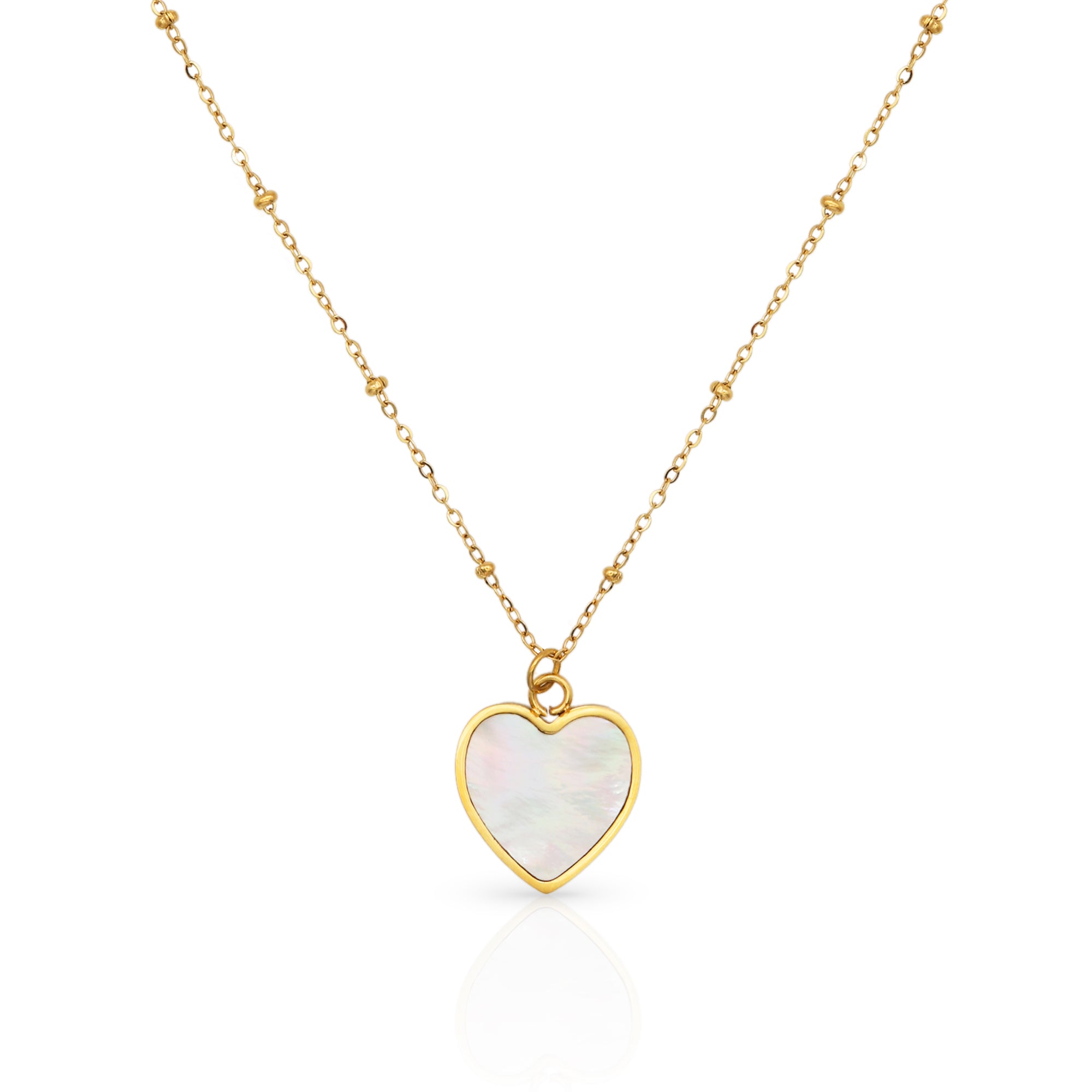 The Mother of Pearl Heart Gold Necklace