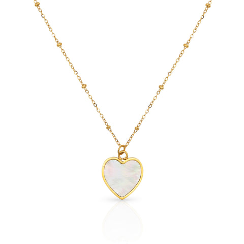 The Mother of Pearl Heart Gold Necklace